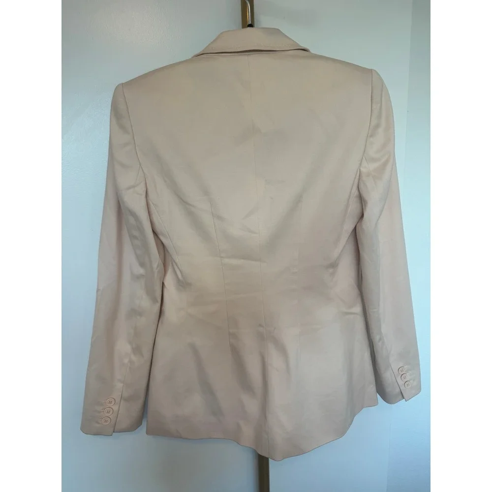 Anne Klein Peach Pink Cotton Blend Blazer Pants Suit Set Size 2